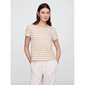NWT‎ GAP Forever Soft Tee XXL 20 Khaki Stripe Short Sleeve Crew Neck Foreversoft